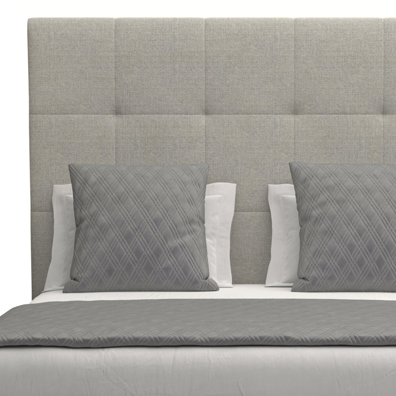 Lit tapissier capitonné standard Dezyah, Revolution® gris, Grand