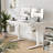Tempered Glass Top Height Adjustable Standing Desk, Computer Desk with Drawer and USB Charge-1006698346-1008077183