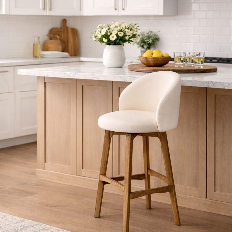Garet Swivel - Rustic Natural Finish, Bar Stool (29" Seat Height)