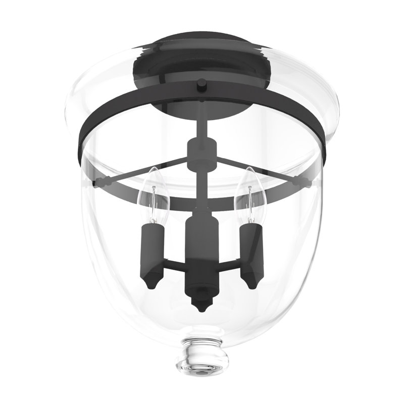 Belltown 3 - Light 13'' Unique/Statement Urn Semi Flush Mount, Black