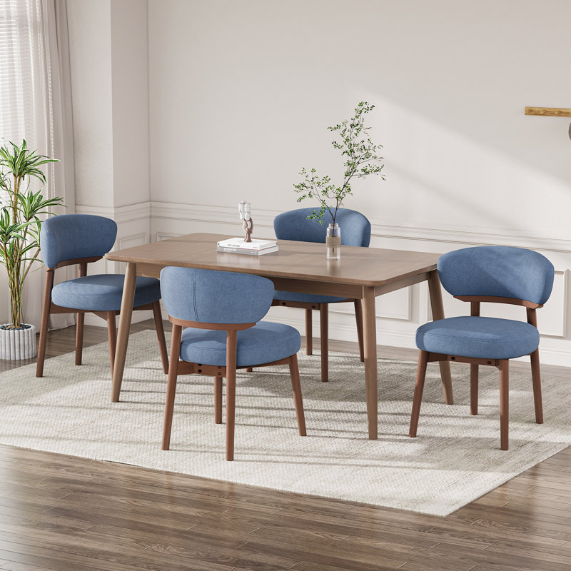 Chaise rembourrée en bois massif, Bleu