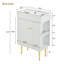 Meuble-lavabo blanc 21,6 po, armoire combinée, meuble de rangement pour salle de bain, lavabo simple en céramique, rangement sur le côté droit-125074002
