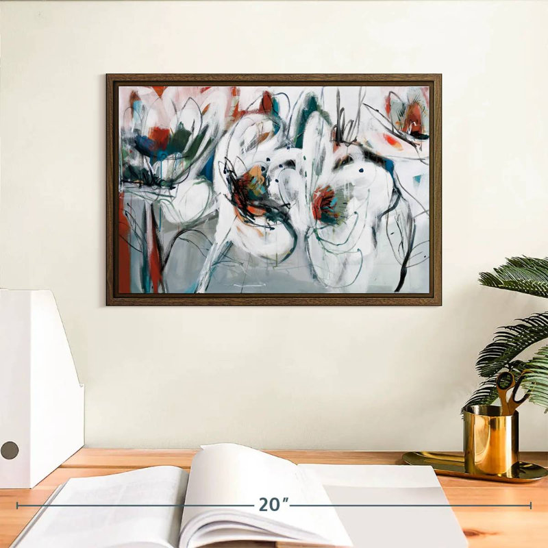 Danse d'hiver, 31 po x 21 po, Cadre flottant noyer