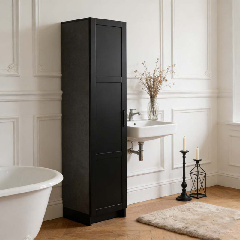 Armoire de rangement haute et étroite, Noir