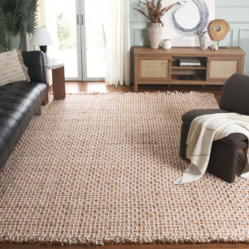 Datto Hand Woven Jute/Wool Rug in Natural/Ivory, Rectangle 8' x 10'