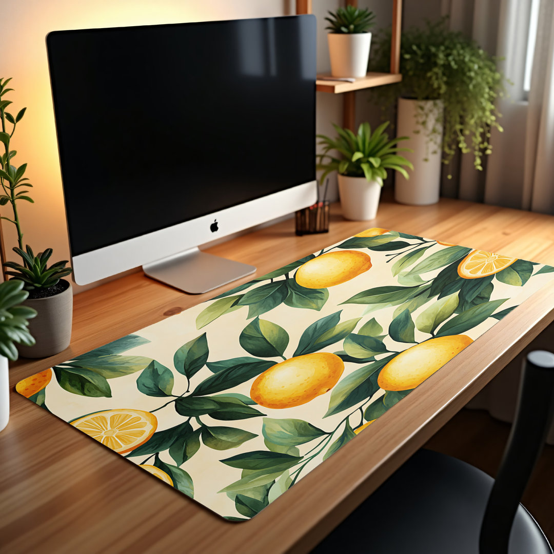 Botanical Lemon Pattern Desk Mat