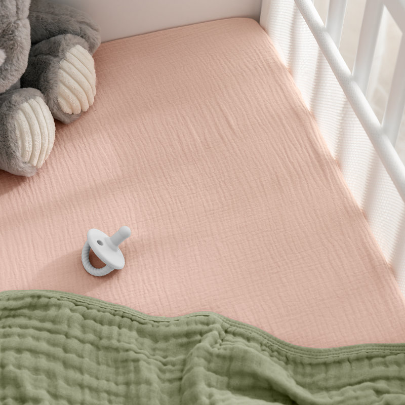 Blush Cotton Muslin Fitted Bassinet Sheet for Baby