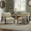 Ensemble de 2 chaises d'appoint Mid-Century beige avec accoudoirs en bois et structure en métal noir, support à ressorts confortable-1221708720