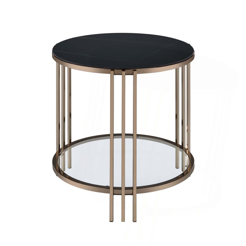 Table de bout classique classique, structure en métal, excellent article de décoration intérieure