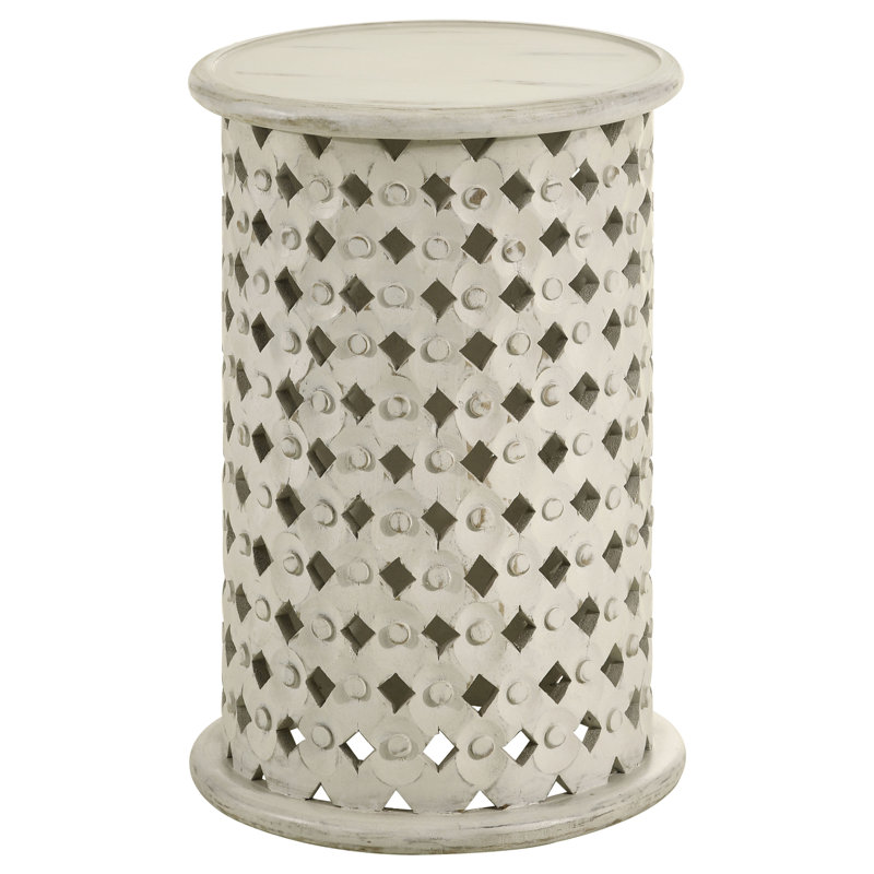 Fowey Round Mango Wood Side Table, Beige, 24" H x 16" W x 16" D