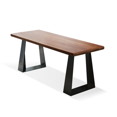Nut-brown + Black Rectangular Solid Wood + Iron desk