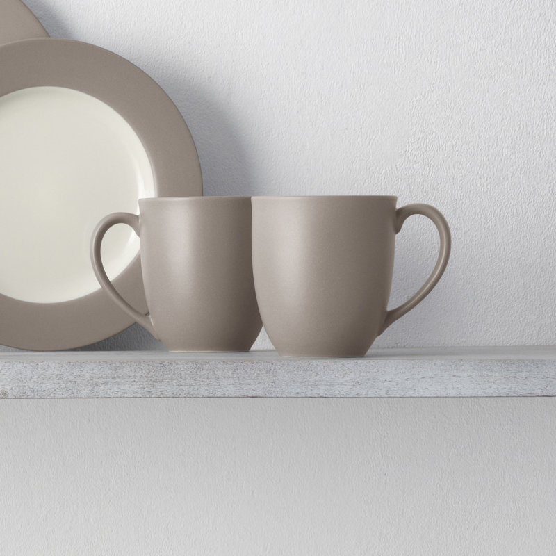 Sand and White Ceramic 4-Piece Matte Breakfast Set