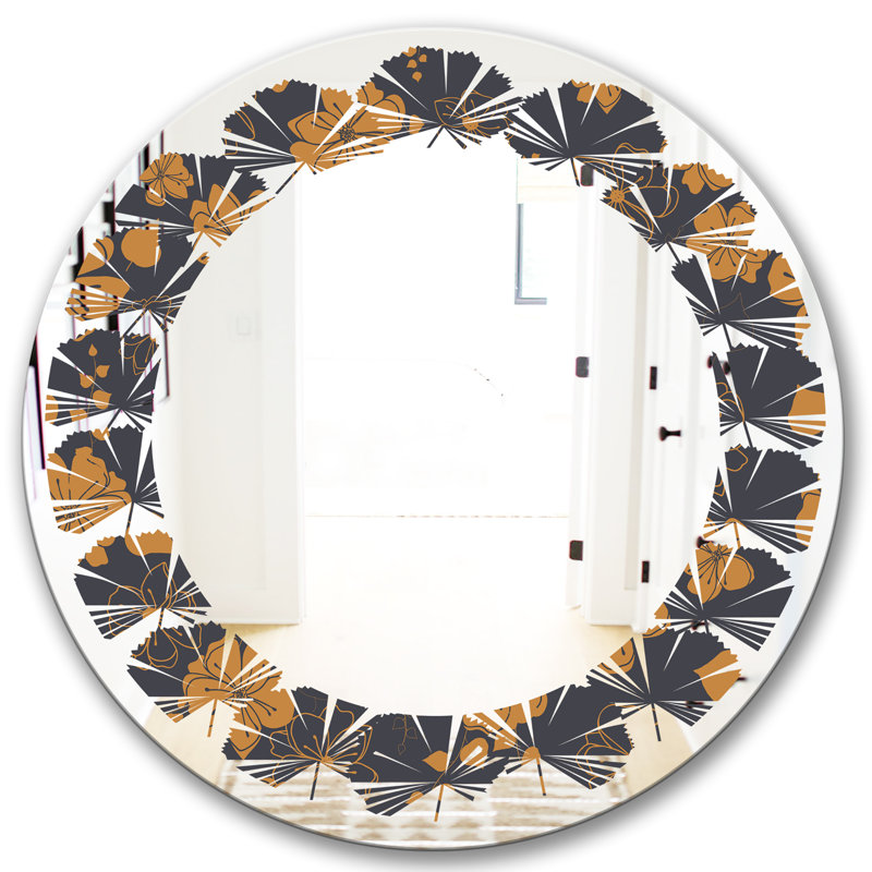 Miroir mural feuilles coquelicots II, H 31,5 po x l po