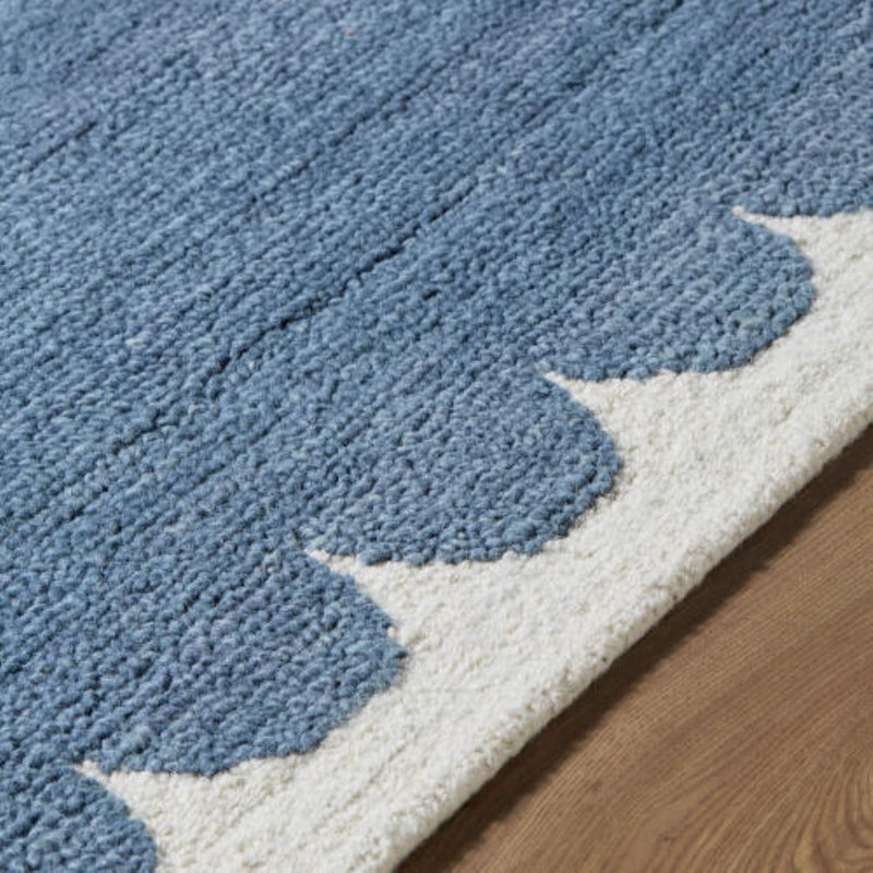 Long Island Handmade Rug, Rectangle 6' x 9', Blue/Ivory