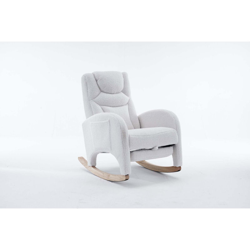 Chaise berçante en coton et lin, Ivoire 1