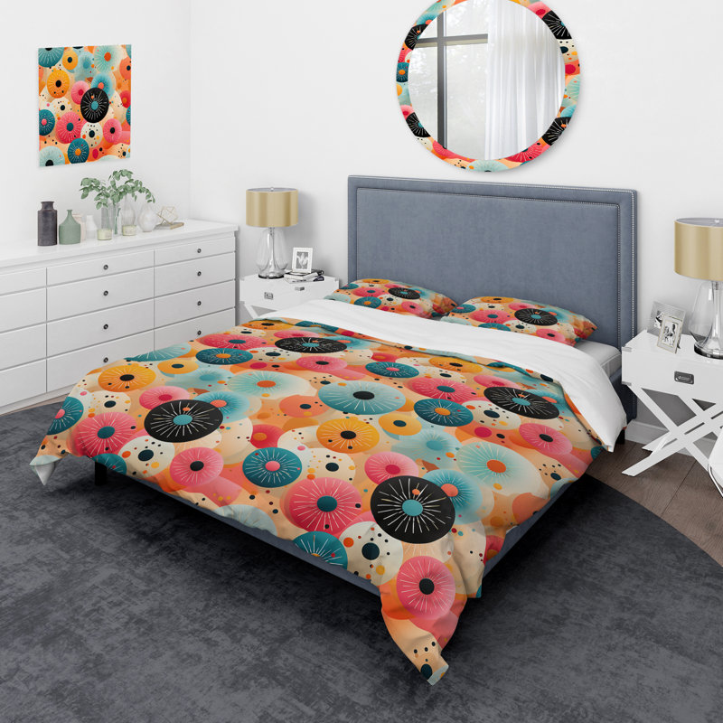 Ensemble de housse de couette Popart Donus And Records Fushion, Housse de couette simple + 1 taie décorative stan
