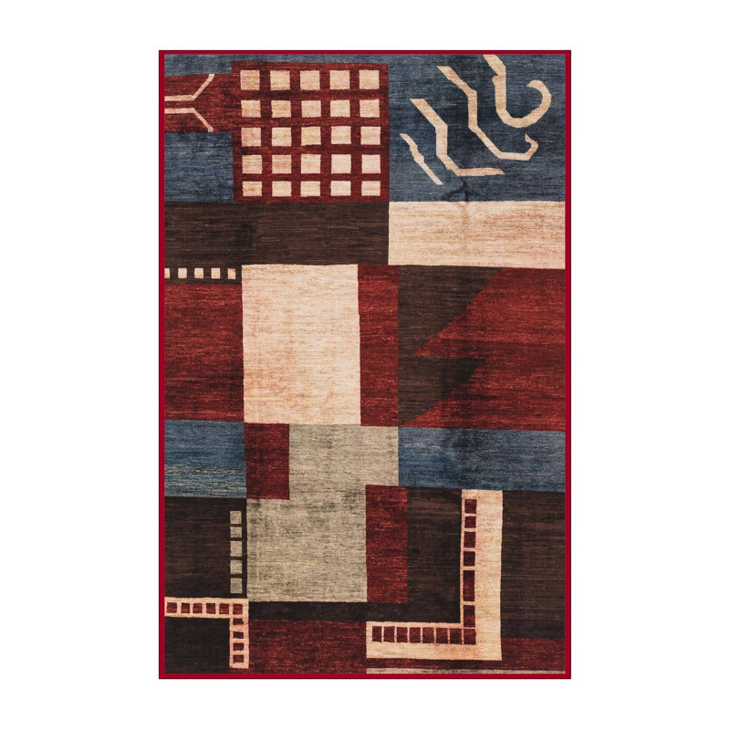 Tapis 100% abstrait 3229 lavable à la machine, Rectangle 8 pi x 12 pi