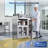 Stainless Steel Rolling Storage Cabinet Kitchen Worktable with 3 Acrylic Door Compartments  and Wheels