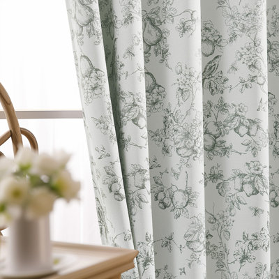 Blackout Floral Rod Pocket Curtains