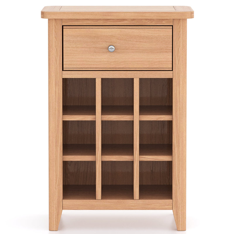 Emiline 9 Bottle Floor Wine Bottle Rack in Natual Oak