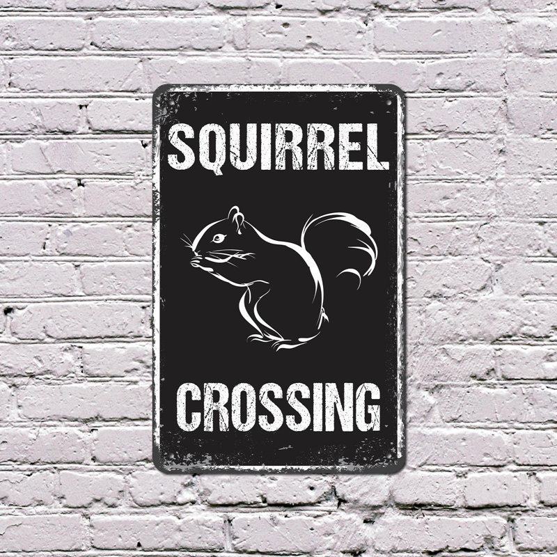 Vintage Style Squirrel Crossing Farm 10 Inch x 14 Inch Plastic Sign, 17" H x 11" W x 0.1" D