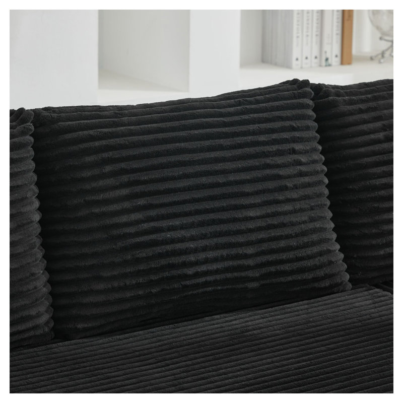 Canapé modulaire simple moderne en velours côtelé noir moderne, Noir