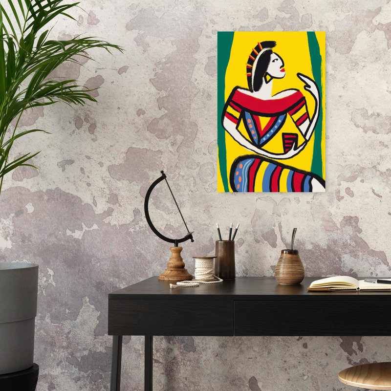 Vibrant Stylized Woman Abstract Bold Colorful Wall Art Print, 60.96cm H x 40.64cm W