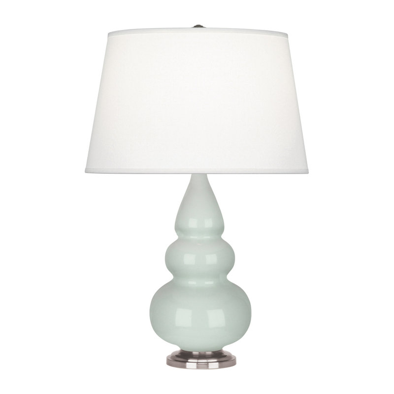 Ceramic Table Lamp, 24.375" H x 7.25" W x 7.25" D, Celadon Glazed Ceramic/Antique Silver