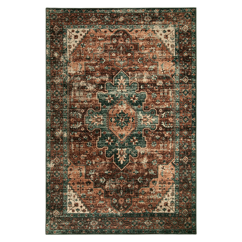 Govan Ultra-Thin Washable Vintage Area Rug Dining Room Rug for Bedroom, Non-Shed Living Room Mat, Indoor Oriental Medallion Hardwood Floor Carpet for Office Home Decor