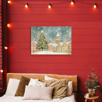 Christmas Village Snowfall Canvas, design by LSR Design Studio