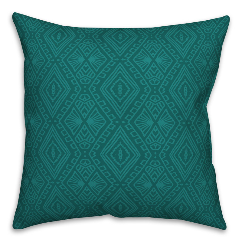 Geometric Throw Pillow, 18" x 18", Teal