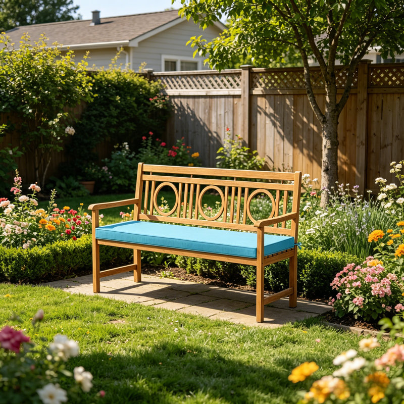 48×18×3 Inch Outdoor Bench Cushion, Waterproof Fade Resistant Non-Slip Patio Bench Pad With Removable Cover For Garden Swing And Porch Sofa, Teal