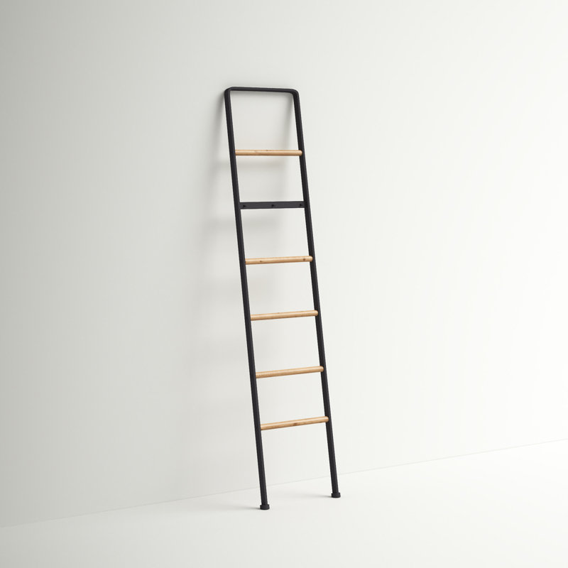 Black Metal and Wood Industrial Blanket Rack