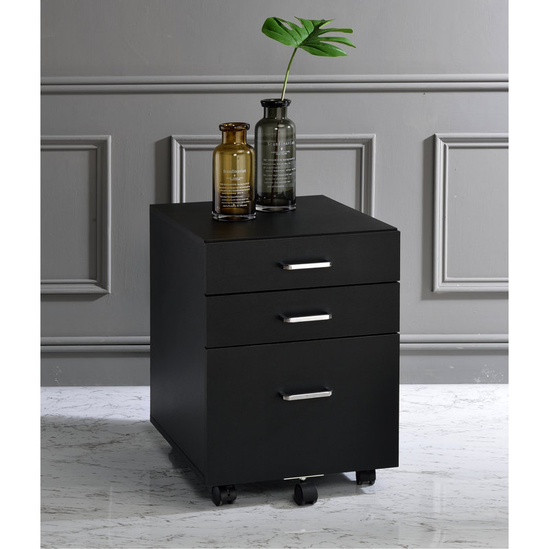 Classeur de bureau, classeur rectangulaire avec 3 tiroirs de rangement et 5 roulettes, classeur vertical pour le rangement