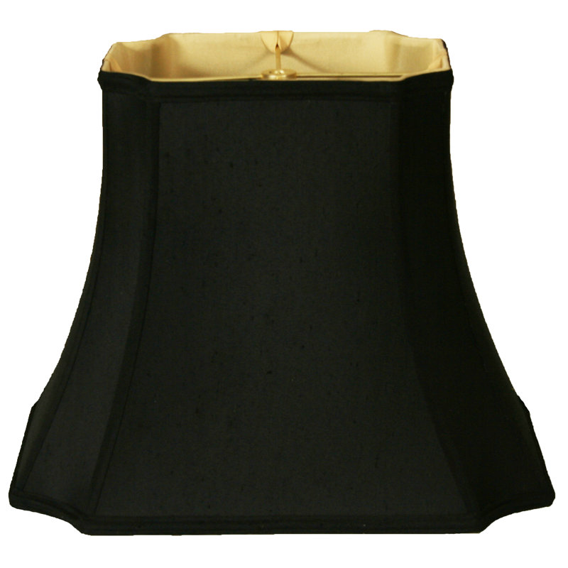 Abat-jour cloche en soie / shantung (araignée), H 14 po x l 19 po x P 19 po, Beige/Or