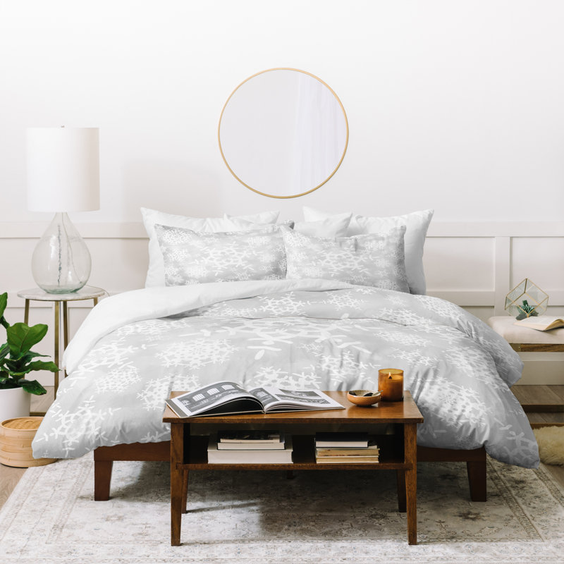 Modern & Contemporary Polyester Duvet Cover, King Duvet Cover + 1 Sham, Grey