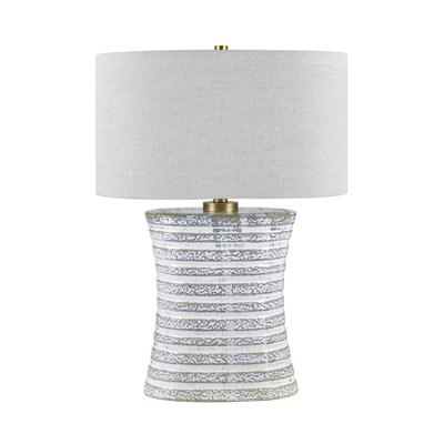 25.75" Ceramic Table Lamp With Gray Shade