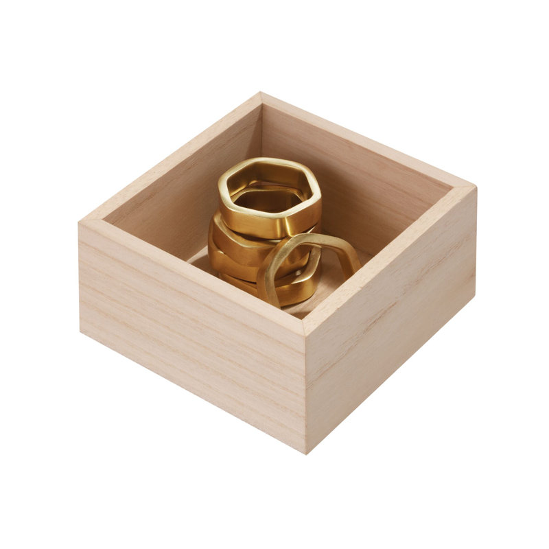 Bac de rangement en bois de paulownia naturel Idesign Ecowood, 5 po x 5 po x 2,5 po
