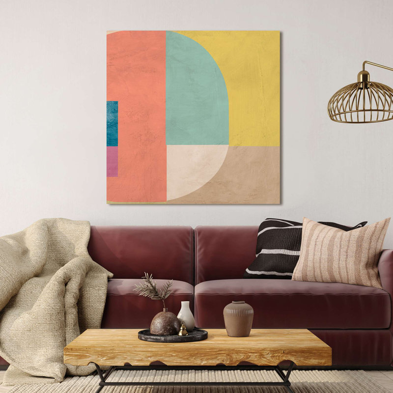 Abstract And Geometric Painting: Planets - Wrapped Canvas Print, 90cm H x 90cm W