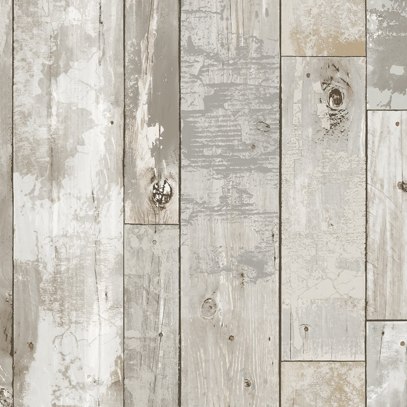 Rouleau de papier peint en bois vieilli 33 pi x l 20,5 po Adrianna, Gris