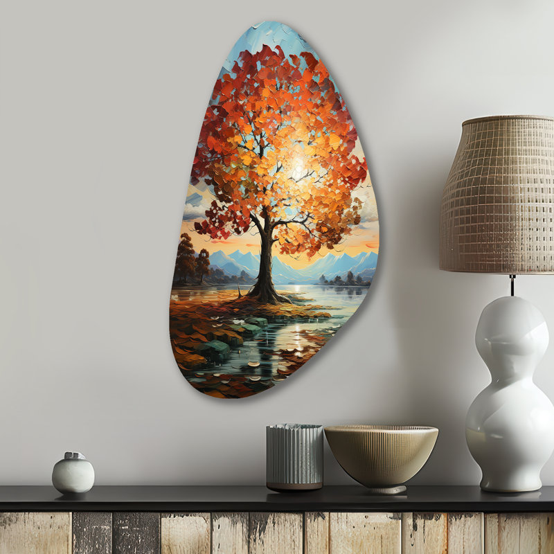 Ornement érable orange sarcelle majestueux - érable en forme d'automne, décoration murale irrégulière en métal