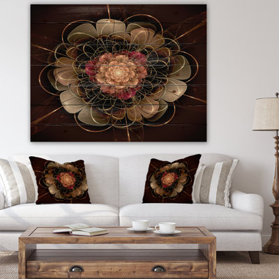 Abstrait, art floral sur toile rouge or fractal - Fractal Bloom