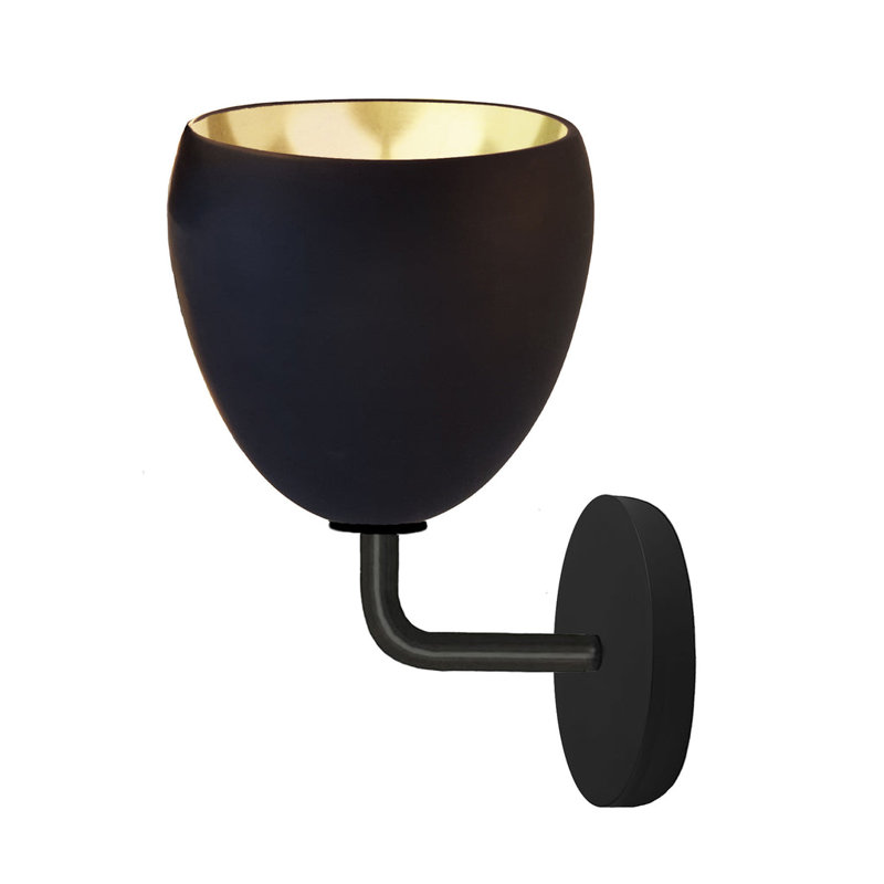 1 - Light Armed Sconce, Matte Black/Brass, Black, Incandescent