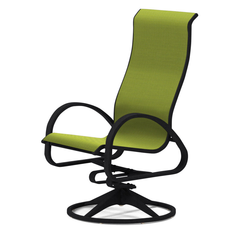 Fauteuil de patio pivotant Hiraku, Lime 38D Sunbrella®, Noir texturé