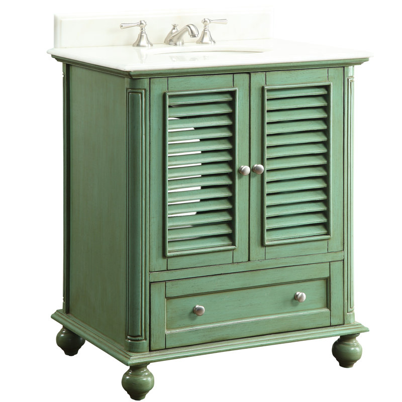 Meuble-lavabo simple 30 po Falite, Vert vieilli