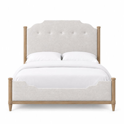 Lit tapissier Dana Heights avec placages Mindi - Lit à panneaux en tissu transitionnel, grand et très grand | Fait partie de la collection de chambre à coucher Dana Heights