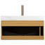 Meuble-lavabo blanc en pierre frittée blanche 36 po, rangement en contreplaqué flottant, grille ultra-mince, tiroir avec éclairage à capteur DEL, DEL de détection de mouvement pré-assemblée,