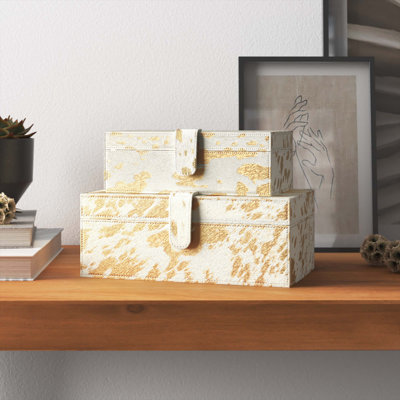 Albina 2 Piece Faux Leather Decorative Box Set