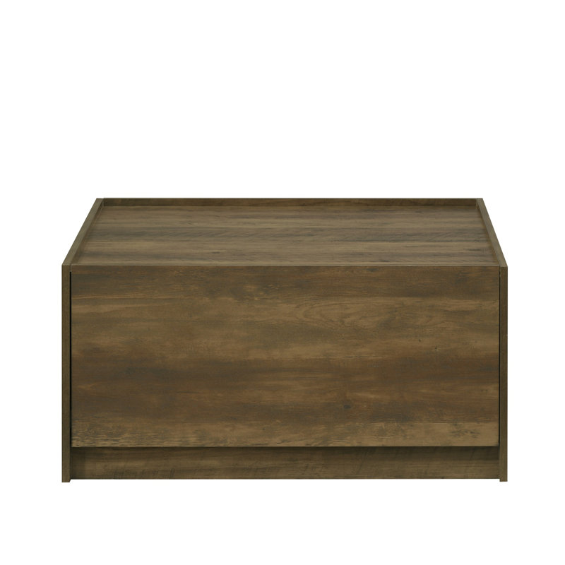 Table basse carrée 31,5 "à finition chêne avec 2 tiroirs