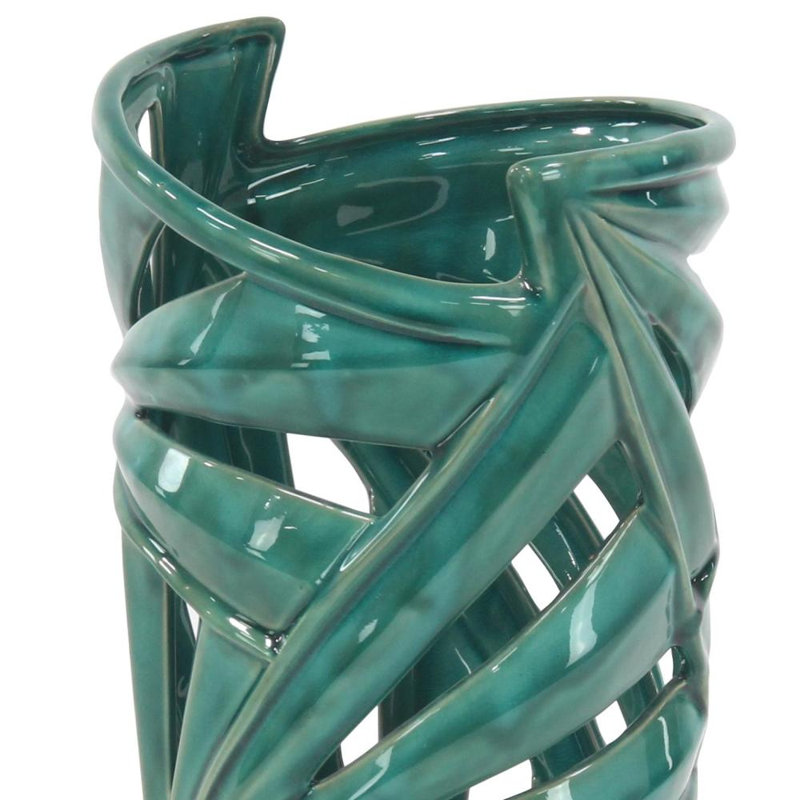 Vase en cÃ©ramique vert feuille avec dÃ©coupes